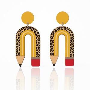 Pencil Leopard Print Earrings Bin Z